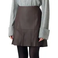 Y.A.S Colly Naplon Leather Short Skirt Marron XL Femme