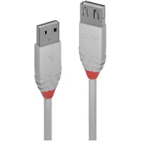 Lindy 5m USB 2.0 Type A Extension Cable, Anthra Line, Grey