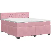 Syfax Lit boxspring avec matelas avec tête de lit rose 160 x 200 cm velours