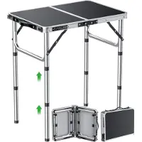 Sonstiges Table pliante de camping, dimensions 58x40 cm, avec 3 niveaux de hauteur (26/48/70 cm), couleur argent. Table d'appoint portable, idéale pour le camping ou le jardin