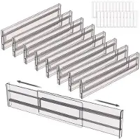 OEM Séparateurs de tiroir réglables, lot de 8, gris, plastique, rangement de bureau