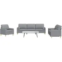 vidaXL Ensemble de canapés 3 pièces avec coussins décoratifs Tissu gris clair