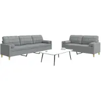 vidaXL Ensemble de canapés 2 pièces avec coussins décoratifs Tissu gris clair
