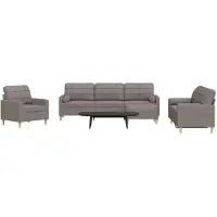vidaXL Ensemble de canapés 4 pièces avec pouf & coussins décoratifs Taupe Tissu