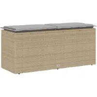 vidaXL Banc de jardin avec coussins Beige 110x40x44 cm Poly rotin