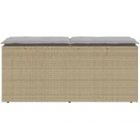 vidaXL Banc de jardin avec coussins Beige 110x40x44 cm Poly rotin