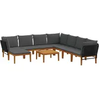 vidaXL : 9 pièces en bois d'acacia massif et en corde, style naturel
