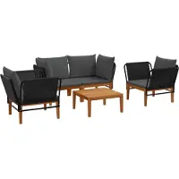 vidaXL , ensemble de 5 pièces en bois d'acacia massif et corde, style naturel