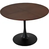 StarTech.com Table de salle à manger ronde - Moderne et minimaliste - Diamètre 120 cm - Plateau de table en chêne veiné de bois en 4 parties - Structure métallique - Marron