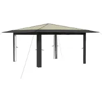 vidaXL , tonnelle sans parois latérales, 4 x 4 mètres, couleur crème et anthracite
