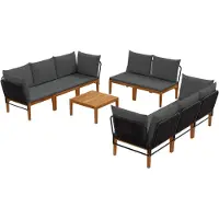 vidaXL : 9 pièces en bois d'acacia massif et en corde, style naturel