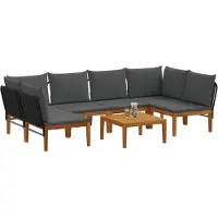 vidaXL : Ensemble de 7 pièces en bois d'acacia massif et corde, style naturel
