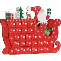 StarTech.com Calendrier de l'Avent en bois, décoration de Noël - Remplissable - 24 tiroirs - Motifs de sapin de Noël - Réutilisable - 22,5 x 8 x 36 cm - Rouge