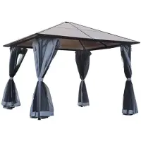 StarTech.com Pavillon de jardin - Gazebo de 3 x 3 mètres - Toit en polycarbonate - Rideaux avec moustiquaire - Structure en aluminium - Couleur vert armée