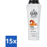 Schwarzkopf Gliss Kur - Shampooing - Femme - Hydratant - 250 ml - Pack avantage - 15 pièces