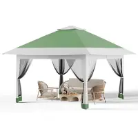 StarTech.com Pavillon pliable 4 x 4 mètres - Tente de jardin pop-up - Toit imperméable - Panneaux latéraux en filet anti-moustiques - Hauteur réglable - Structure en acier - Couleur olive