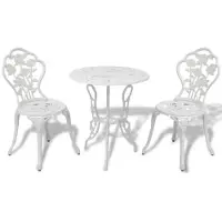 StarTech.com Ensemble de jardin en 3 pièces : une table et 2 chaises. Fabriqué en aluminium moulé, avec un motif floral. Les pieds sont en fonte. Couleur : blanc
