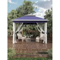 StarTech.com Pavillon pop-up - Pavillon de jardin pliable avec moustiquaire - Imperméable - Résistant aux UV - Montage rapide - Couleur : beige marine
