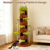 StarTech.com Arbre à gratter moderne pour chats - Tour d'escalade d'intérieur - 187 cm de hauteur - Multi-étages (5 niveaux) - Poteaux à gratter en sisal - Plateforme supérieure - Vert et marron