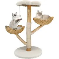 StarTech.com Arbre à chat - Tour d'escalade pour chats - 4 niveaux - Poteaux en sisal - Coussins en peluche doux - 60x111 cm - Adapté à plusieurs chats - Bois naturel et blanc
