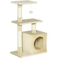 StarTech.com Kratzbaum Katzenbaum - Tour d'escalade à 5 étages - Poteaux en sisal et peluche douce - Base stable en panneaux de particules de classe E1 - 50 x 30 x 81,5 cm - Vert armée