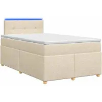 Syfax Lit Boxspring avec matelas Crème 120 x 200 cm Tissu