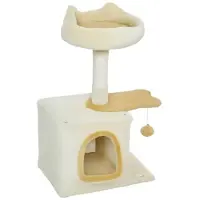 StarTech.com Kratzbaum pour chats avec plateforme de repos et maisonnette - 5 niveaux - Bois, peluche, sisal - 40x30x72 cm - Vert armée