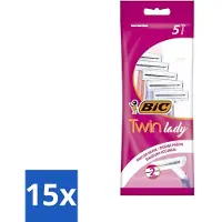 BIC - Twin Lady - Lames de rasoir - Double lame - Lames jetables - 5 lames de rasoir - Pack avantage - 15 pièces