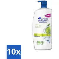 Head & shoulders Shampooing antipelliculaire – Fraîcheur pomme – Distributeur à pompe – 1000 ml - Pack économique - 10 pièces