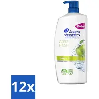 Head & shoulders Shampooing antipelliculaire – Fraîcheur pomme – Distributeur à pompe – 1000 ml - Pack économique - 12 pièces