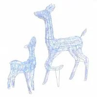 vidaXL Famille de rennes LED Décoration de Noël Acrylique 160 LED Bleu