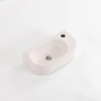 Qeramiq Pure Lavabo pour WC - 40x22x12 cm - lisse - demi-rond - trou de robinet a droite - ceramique - lin 8716R-linnen