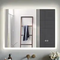 HOROW Miroir de salle de bain 70*90 cm Miroir de salle de bain avec éclairage LED Miroir mural intelligent avec antibuée
