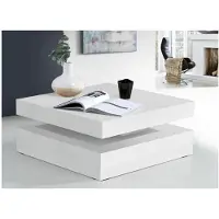 Forte Table basse plateau rotatif - Carré Blanc brillant - 78 x 78 x 36 cm - COFFEE