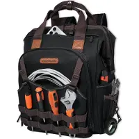 Sonstiges Sac à outils avec 88 poches, en toile cirée résistante, de couleur noire, marron ou olive