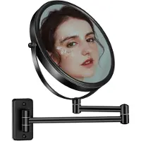 Sonstiges Miroir de maquillage mural, 8 pouces, grossissement 1X/10X, pivotant à 360°, couleur noire