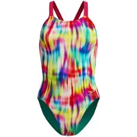 Speedo Fl Printed Leaderback Swimsuit Multicolore UK 36 Femme