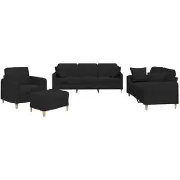 vidaXL Ensemble de canapés 4 pièces avec coussins Tissu noir