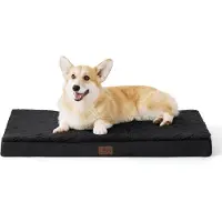 Bedsure Lit pour chien orthopédique, dimensions 89x56x8 cm, couleur noire, lavable, pour chiens de taille moyenne