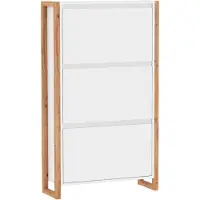 Bigbuy Meuble à chaussures - Blanc et chêne - 12 paires - L70 x P25 x H125 cm - DENVER