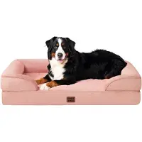 Sonstiges Lit orthopédique pour chien, taille XXL, 132x104 cm, mousse à mémoire de forme, rose, lavable, imperméable, antidérapant, avec bordure haute