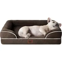 Sonstiges Lit orthopédique pour chien, 76x51 cm, en mousse à mémoire de forme, avec un bord surélevé, lavable, imperméable, antidérapant, couleur marron