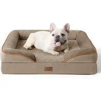 Bedsure Lit orthopédique pour chien, 71x58 cm, couleur noisette, en mousse à mémoire de forme, idéal pour les petits chiens, lavable et antidérapant