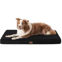Bedsure Lit orthopédique pour chien, dimensions 112x81x8 cm, couleur noire, lavable, idéal pour les grandes races