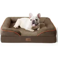 Bedsure Lit orthopédique pour chien, 71x58 cm, couleur marron, en mousse à mémoire de forme, lavable, antidérapant