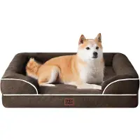 Sonstiges Lit orthopédique pour chien, 91x68 cm, mousse à mémoire de forme, avec bordure haute, lavable, imperméable, antidérapant, couleur marron