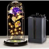 Sonstiges Rose Galaxie avec éclairage LED, présentée dans un dôme en verre, cadeau intemporel pour femmes, idéal pour la fête des mères, un anniversaire, de couleur violette