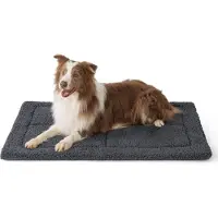 Bedsure Tapis lavable pour chiens de grande taille, dimensions 104 x 69 cm, en polaire sherpa gris foncé, avec rembourrage en mousse