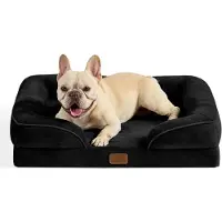Bedsure Lit orthopédique pour chien, dimensions 71x58 cm, en mousse à mémoire de forme, lavable, antidérapant, couleur noire