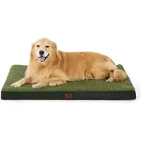 Bedsure Lit orthopédique pour chien, vert foncé, dimensions 112x81x8 cm, lavable, idéal pour les grandes races